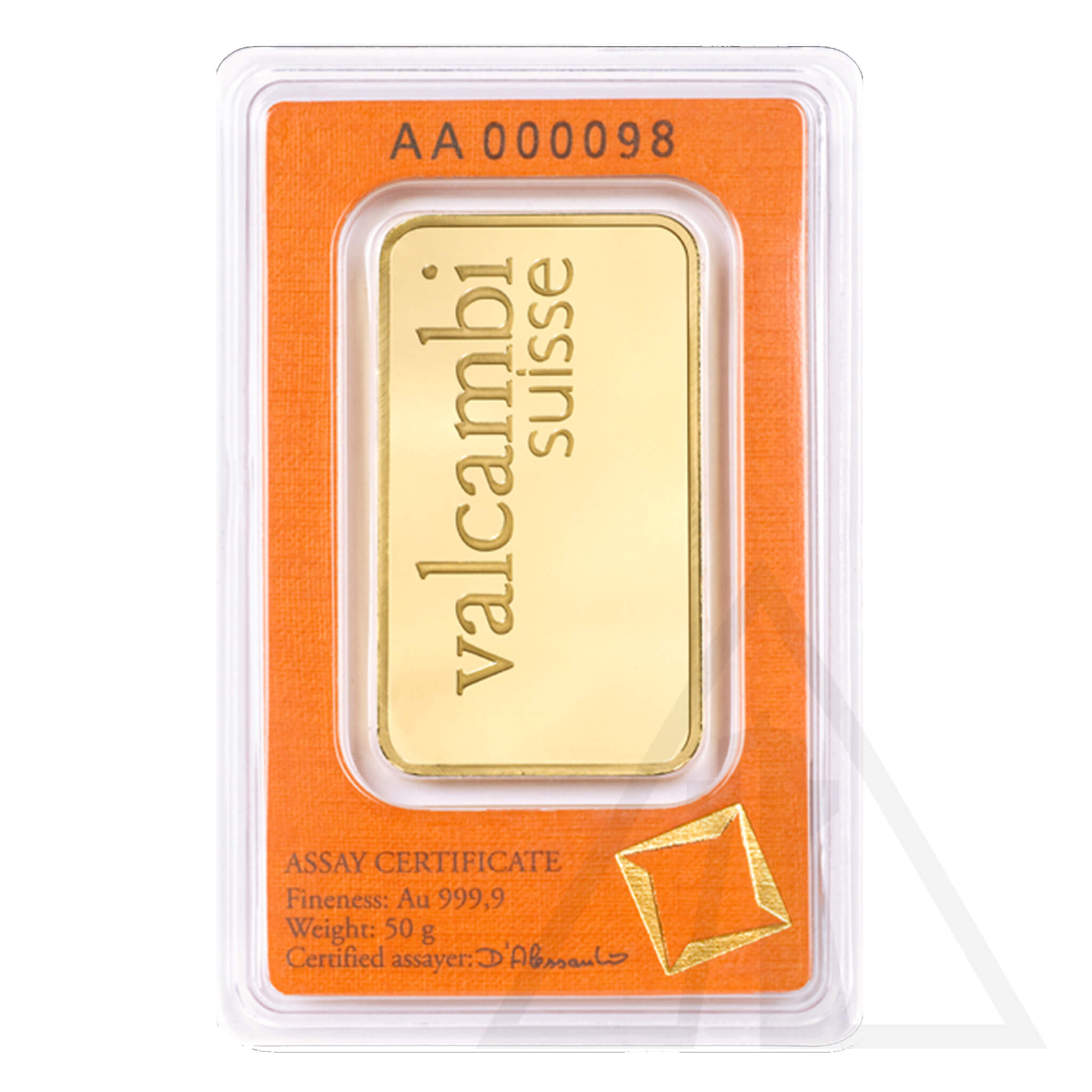 50 gram Valcambi Gold Bar